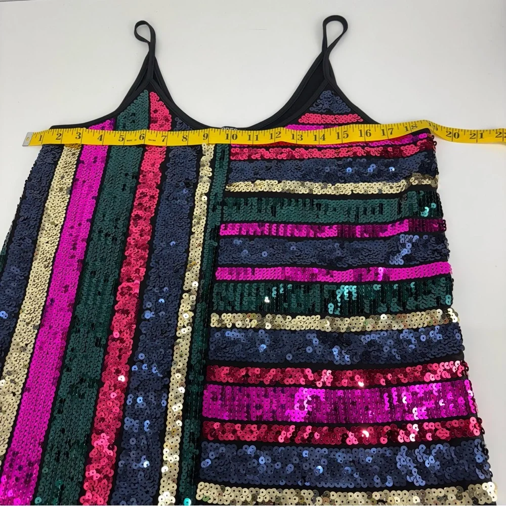 NWOT Express Tops party club festival Multicolored Sequined Cami lined Size S